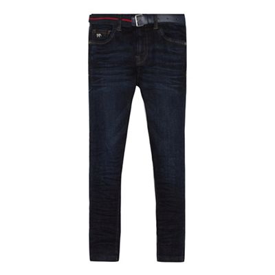 Boys' blue super stretch denim jeans with belt